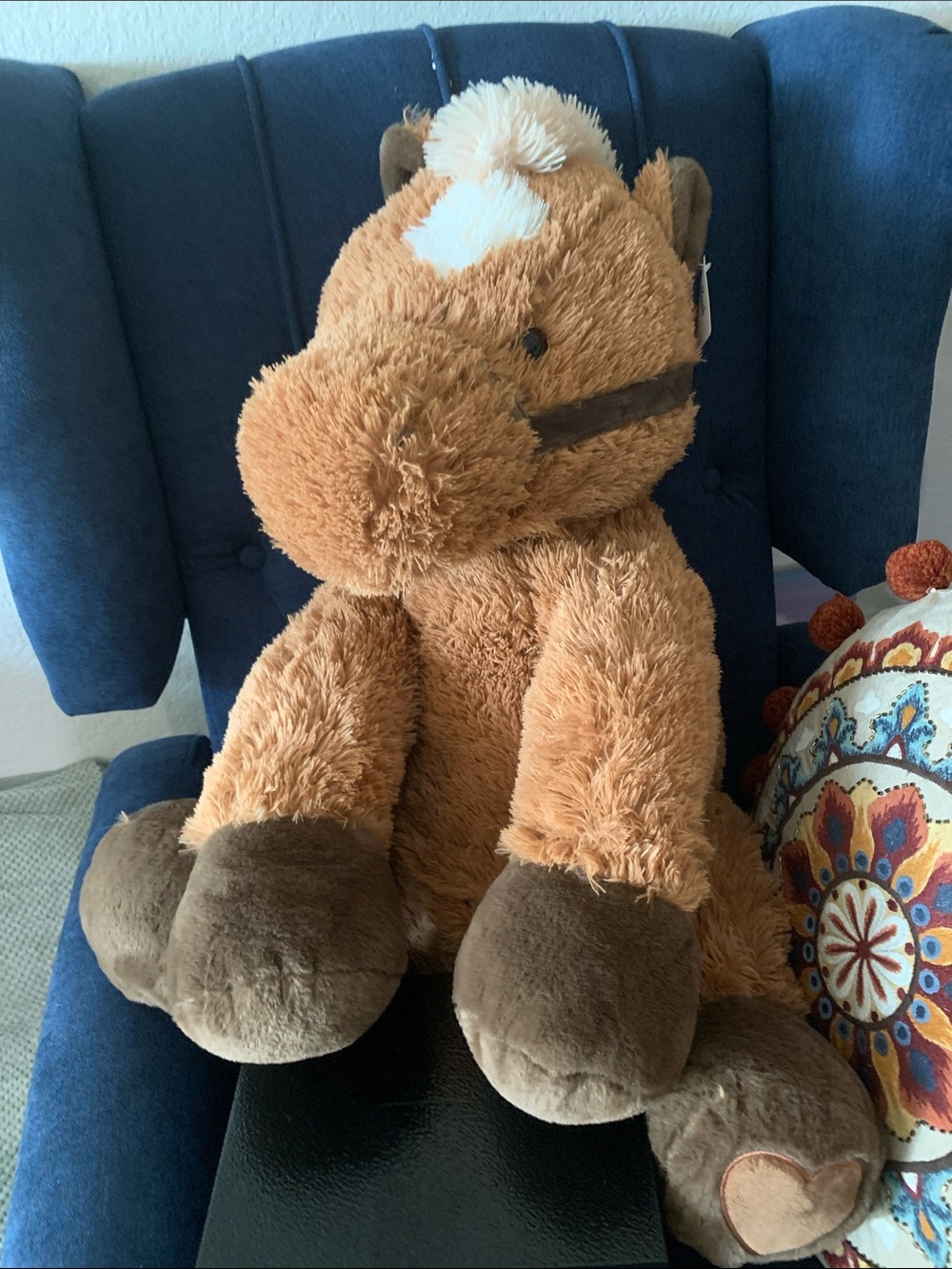 Plush Brown Horse Stuffed Animal with Cream Accent - Soft Cuddly Toy